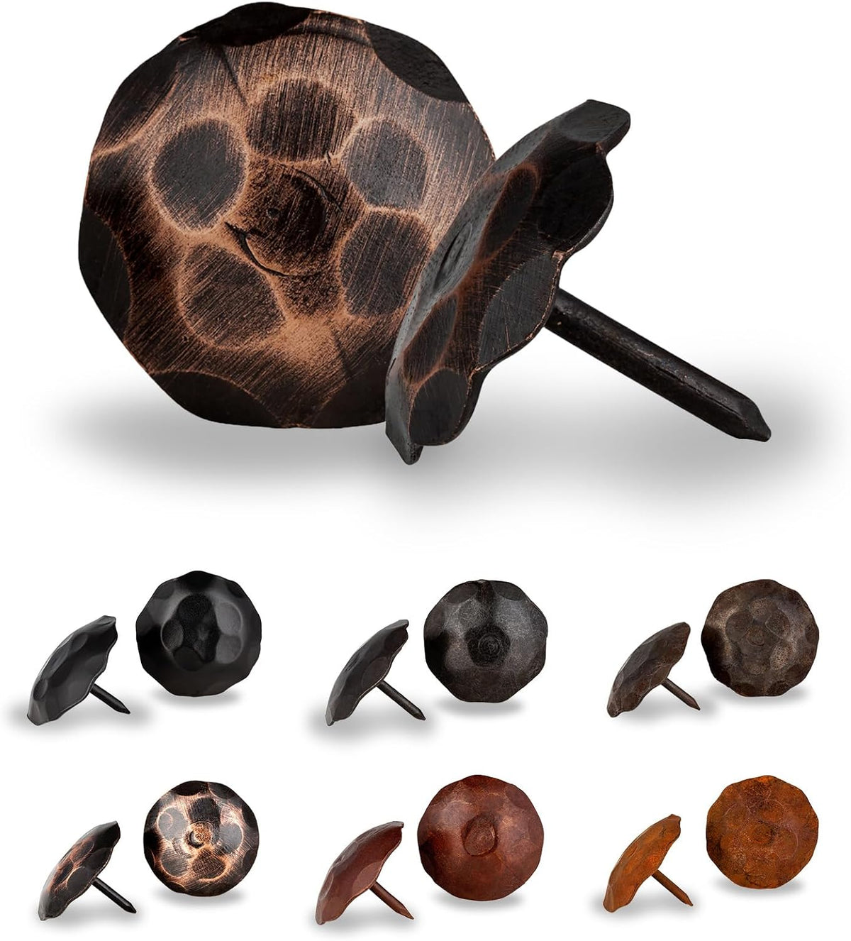 50 Pack 1" Small Round Head Iron Clavos Decorative Nails – Oil Rubbed Bronze – Handmade Rustic