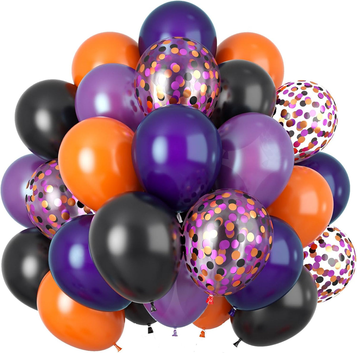 60Pcs Black Orange Purple Balloons, 12 Inch Balloon Purple Black Orange Party Balloons with