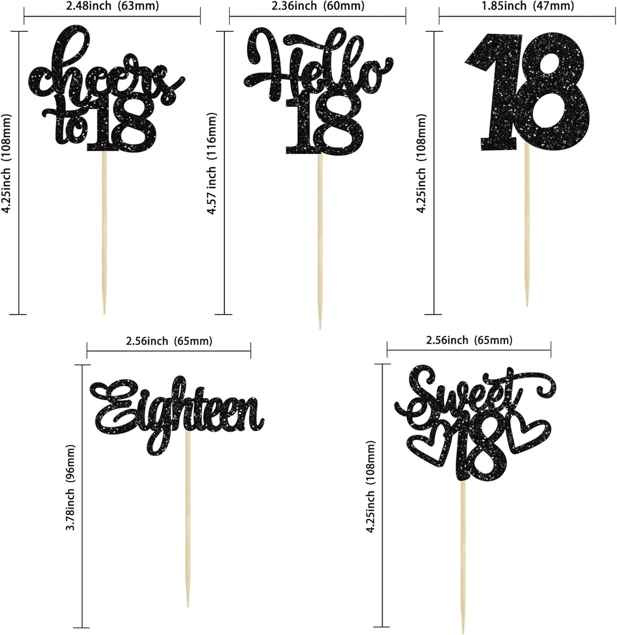 30Pcs18th Birthday Cupcake Toppers Eighteen Happy 18th Cupcake Picks Sweet 18 Cheers to 18 Cake