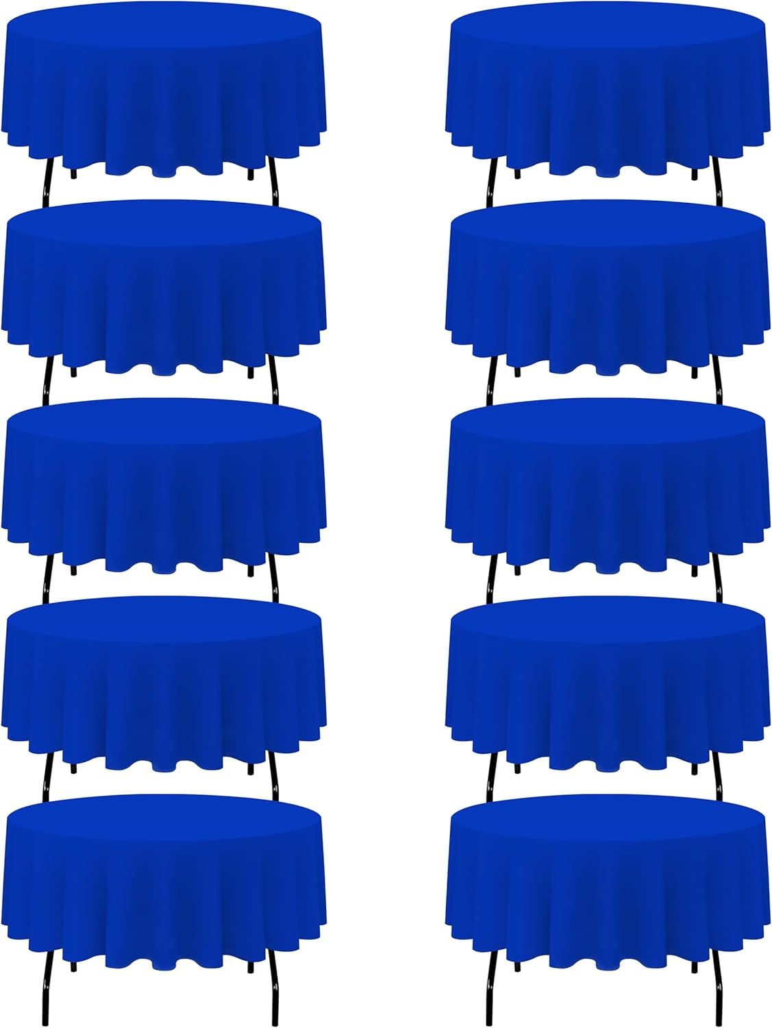 BRILLMAX 10 Pack Royal Blue Round Tablecloths 90 Inch - Circle Bulk Linen Polyester Fabric Washable