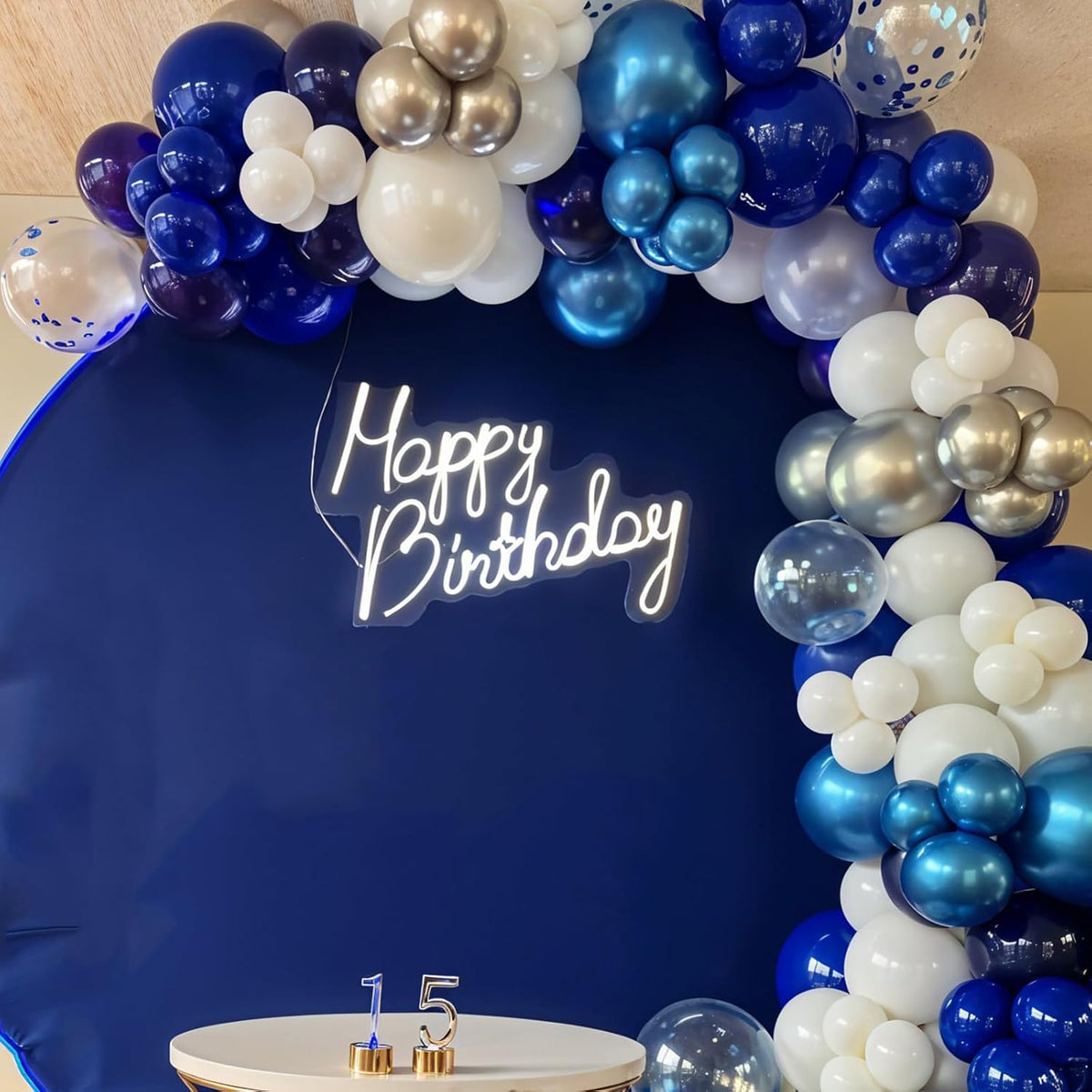 Soccer Balloons, 50pcs Metallic Blue Silver Balloons, White Pearl Navy Blue Balloon, Silver
