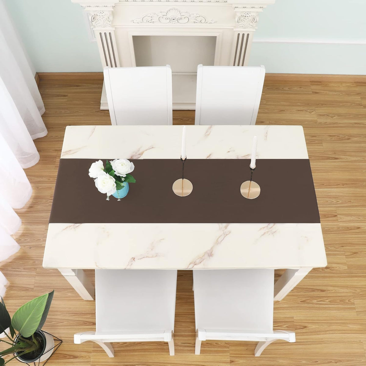 Rustic Brown Table Runner Solid Color Soft Thick Polyester Decorative Cloth Handcrafted for Wedding