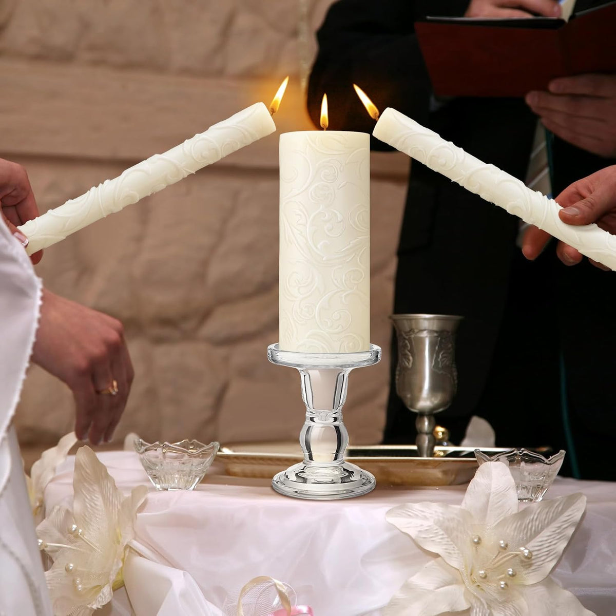 Irenare Unity Candles with Holder for Wedding Ceremony Wedding Decortions Accessories Glass Candle