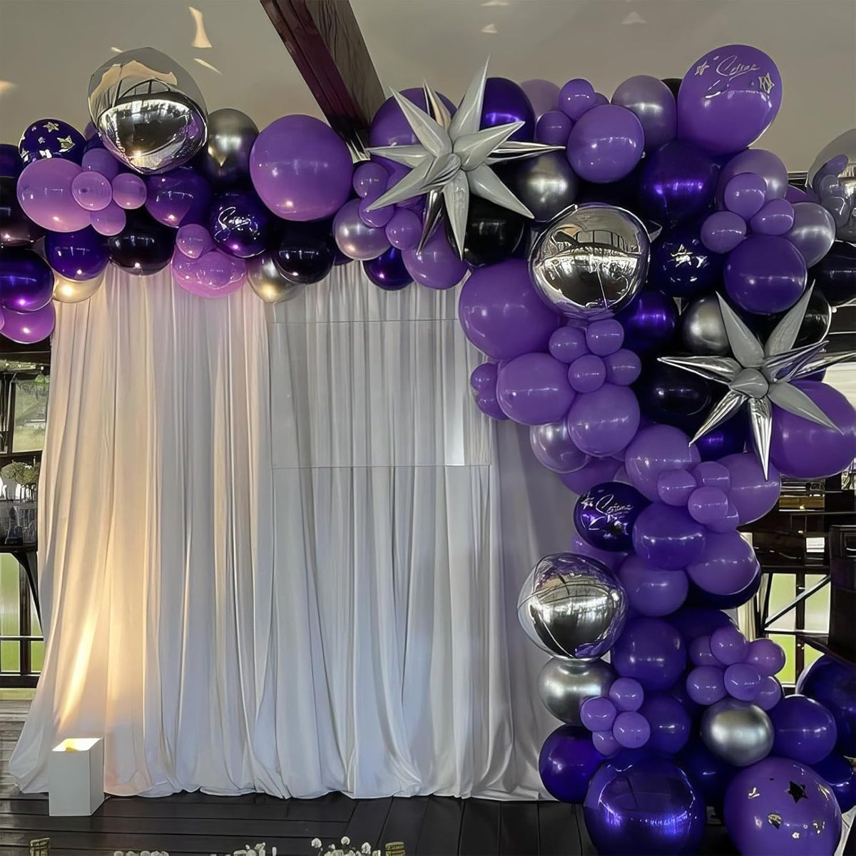 Purple Black Silver Balloons, 50pcs Purple and Black Balloons, Metallic Purple Silver Balloon for