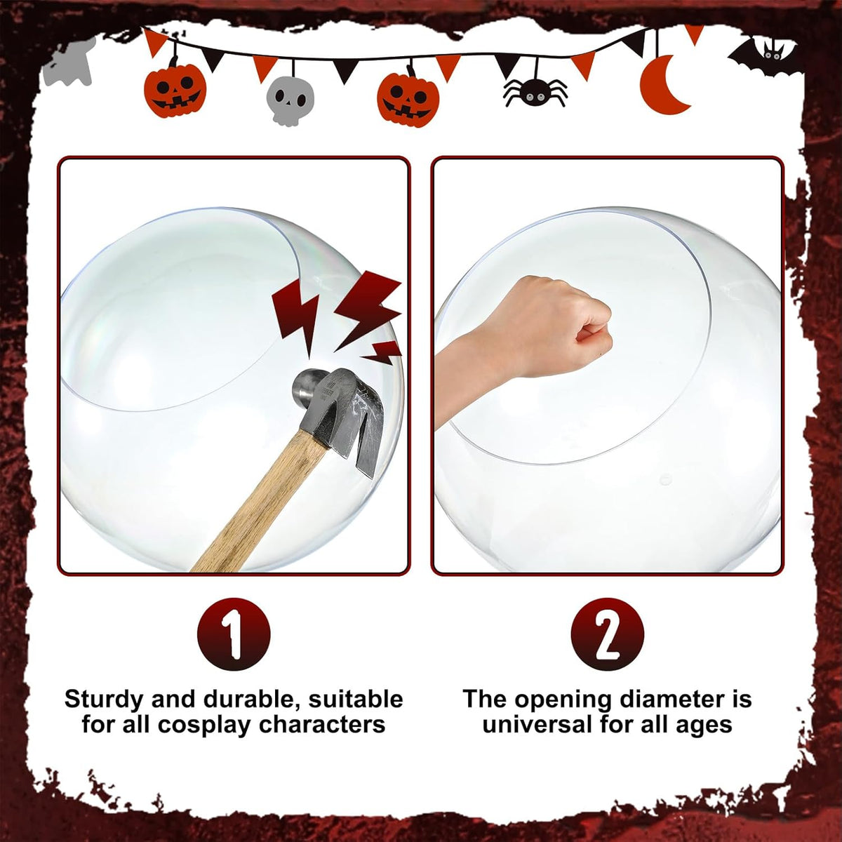 Halloween 14" Clear Acrylic Globe Decoration costume Set for Haunted House with 8.6" Neckless