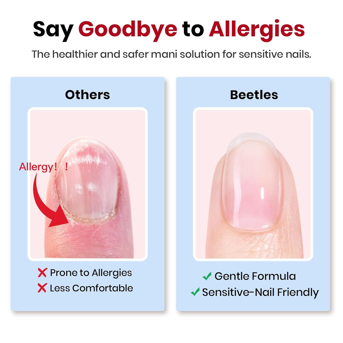 Beetles Hema-Free Nail Glue for Acrylic Nails Tips, TPO Free 2Pcs 10ml Long Lasting Uv Nail Glue