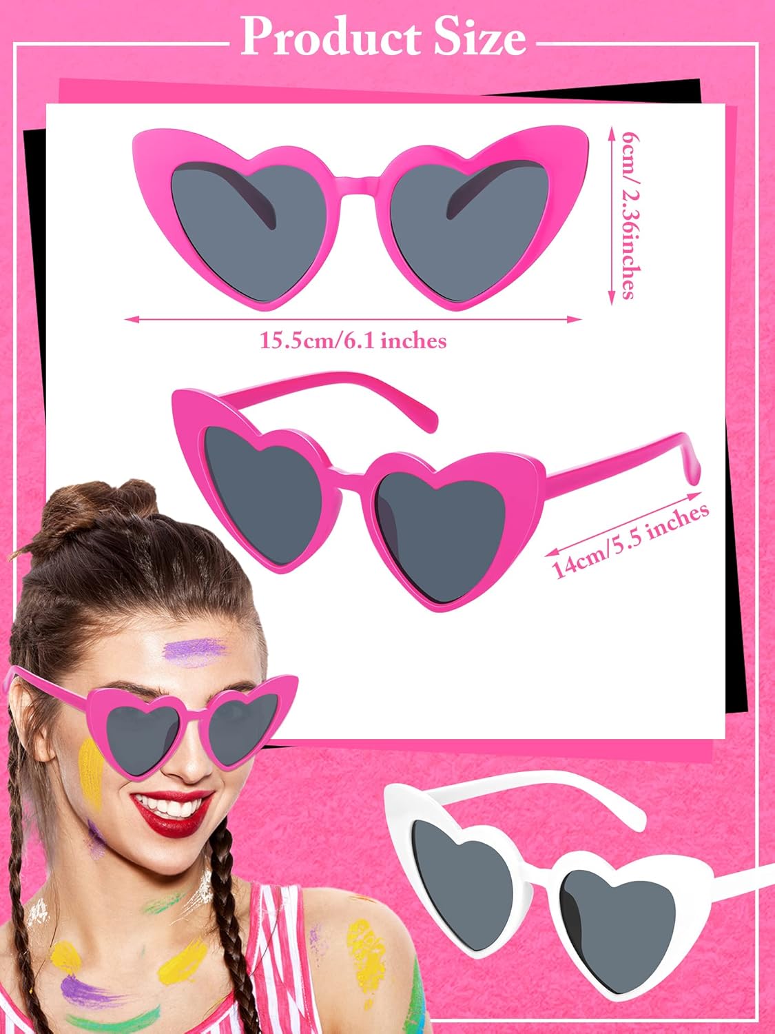 Flutesan 12 Pack Bachelorette Sunglasses Bride Bridesmaid Heart Shaped Sunglasses Women Eyeglasses