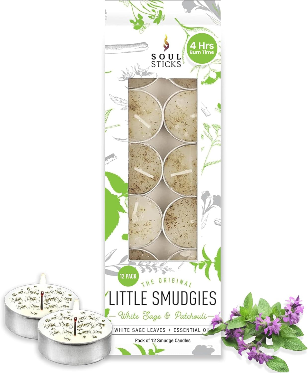 SOUL STICKS 12 Pack Little Smudgies Tealight Candles Smudge Candle for Cleansing House, Meditation