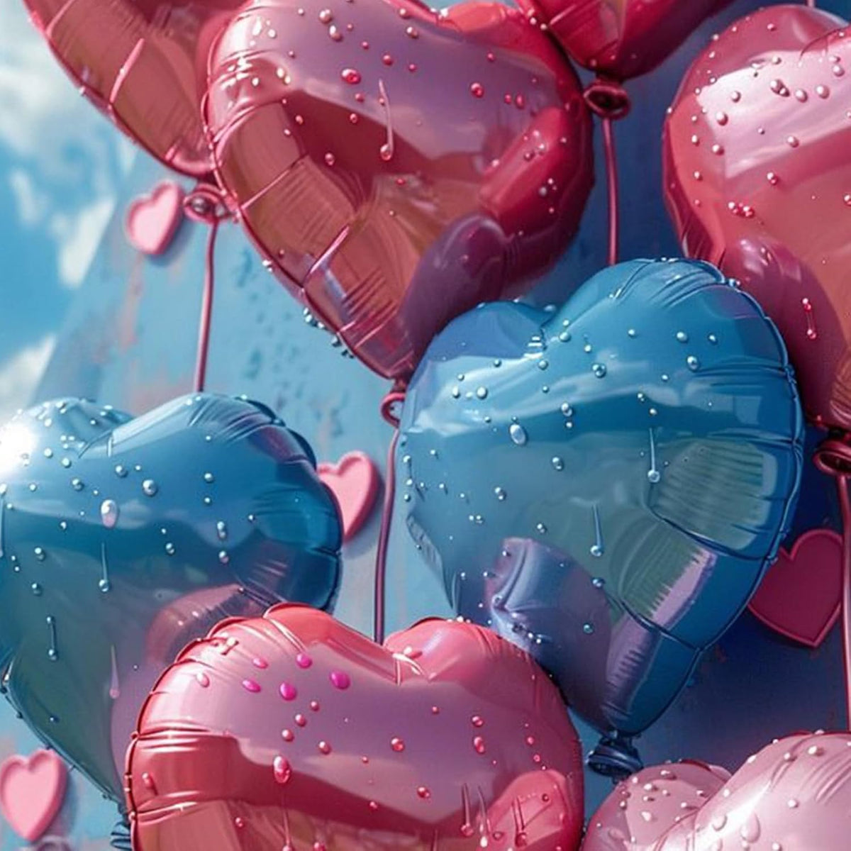 Pink Blue Heart Balloons, 18 Inch Baby Pink and Blue Heart Shape Balloon, 12PCS Large Light Blue