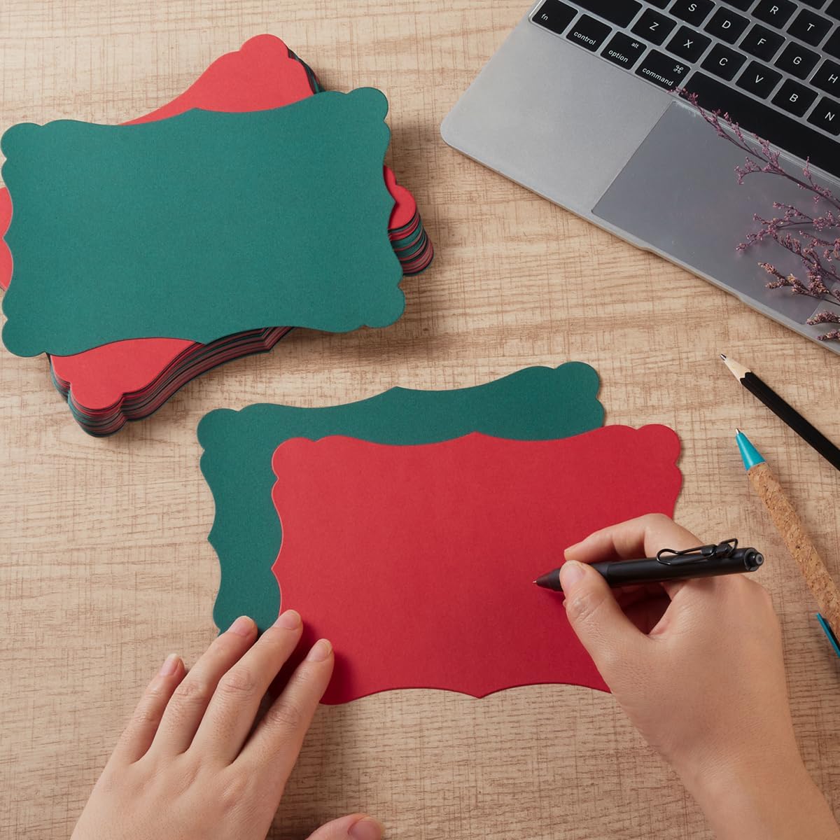 50 Pack Christmas Blank Kraft Cards Cardstock Thick Paper Brown Greeting Cards for DIY Gift Card