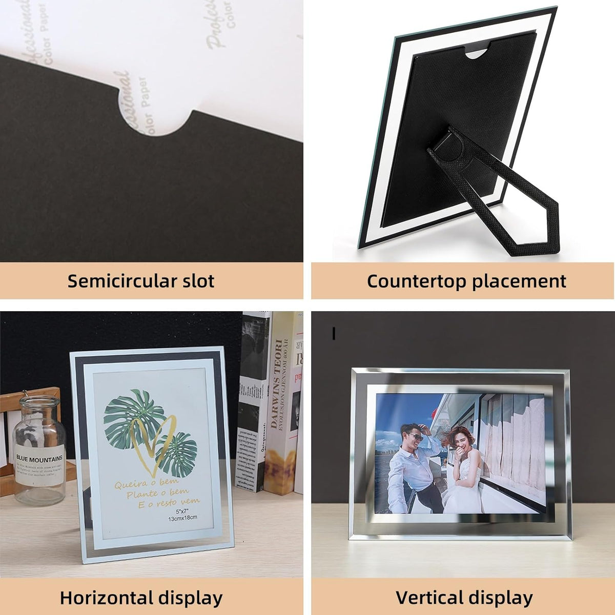 4 x 6 Glass Picture Frame Set of 10, Silver Mirror Photo Frames, Thin Border Desk Picture Frame for