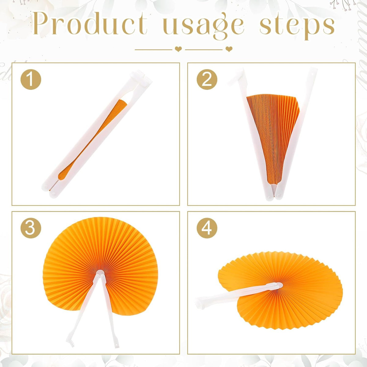 Pangda 24 Pack Folding Fans Round Paper Fans Assortment with Plastic Handle for Wedding Favor Party