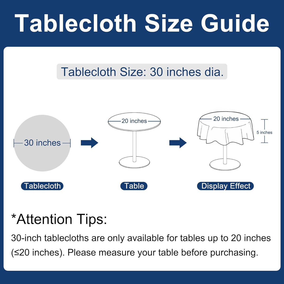 Hiasan Round Linen Tablecloth 30 Inch - Wrinkle and Stain Resistant Washable Polyester Fabric Table
