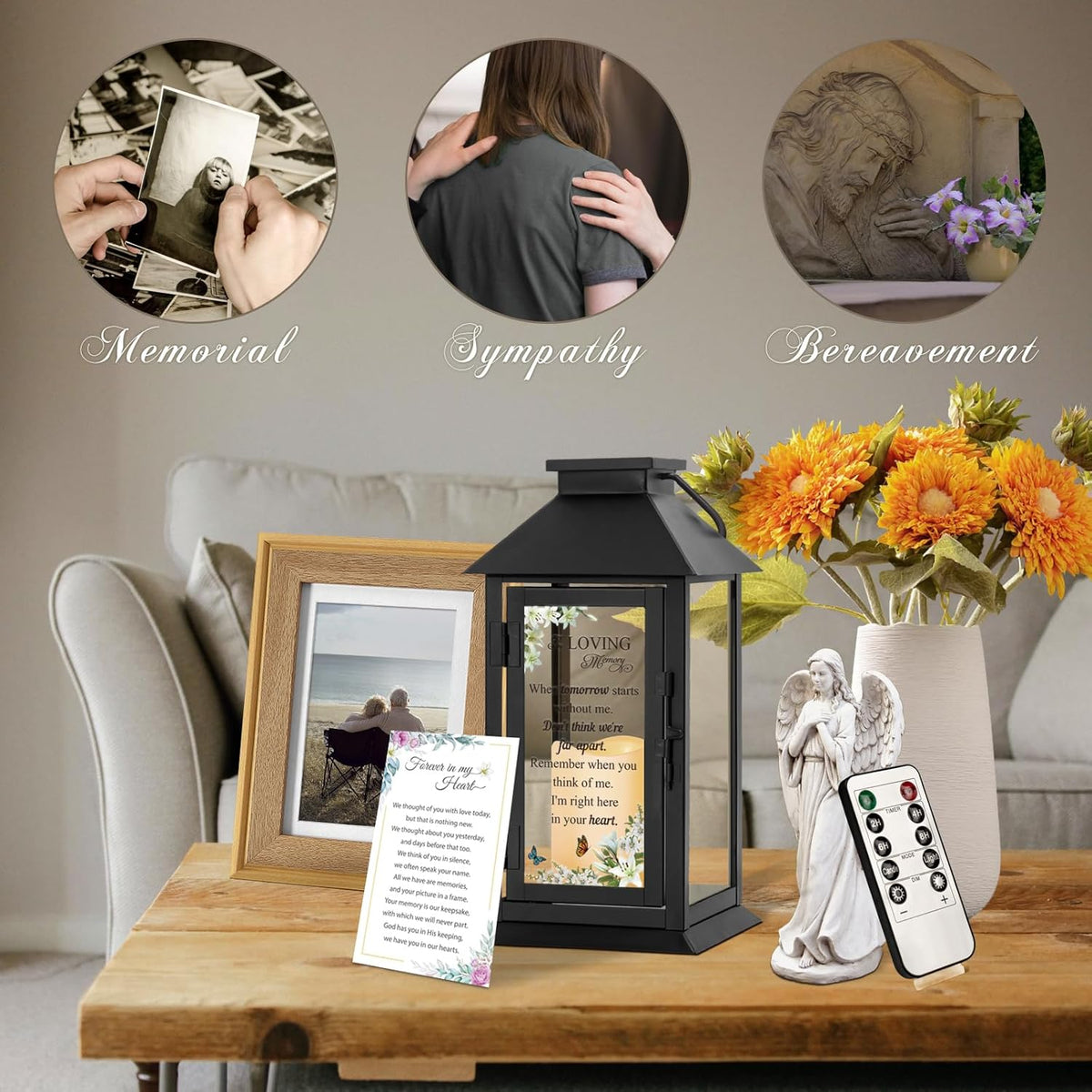 Memorial Lantern Bereavement Gifts in Memory of Loved One - Remembrance Sympathy Gifts for Loss of