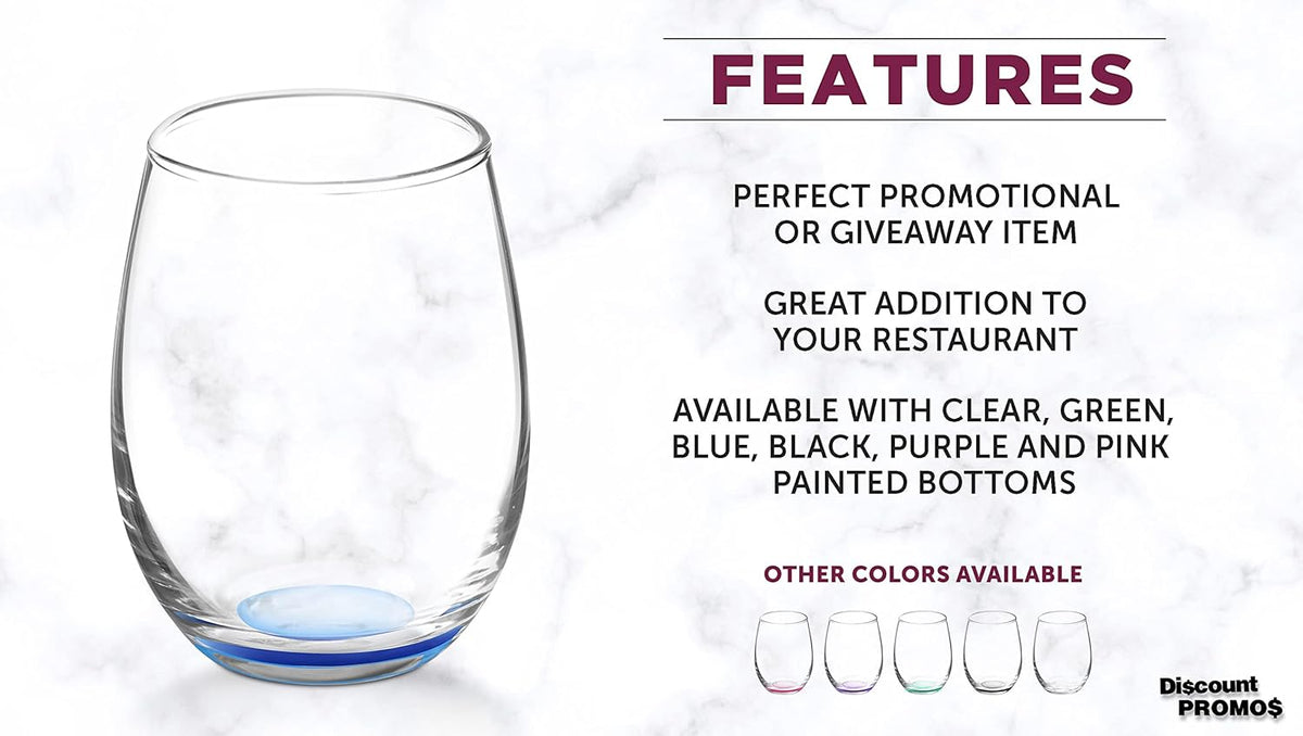 DISCOUNT PROMOS Stemless Wine Glasses by ARC 5.5 oz. Set of 12, Bulk Pack - Perfect for Hotel, Bar