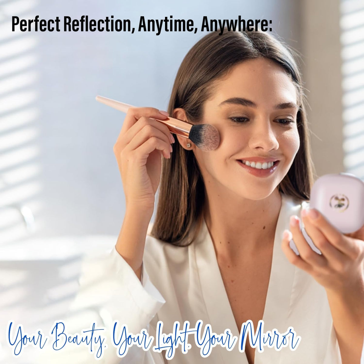 LED Compact Mirror – 1x & 10x Magnification | Travel Makeup Mirror with Adjustable Lighting |