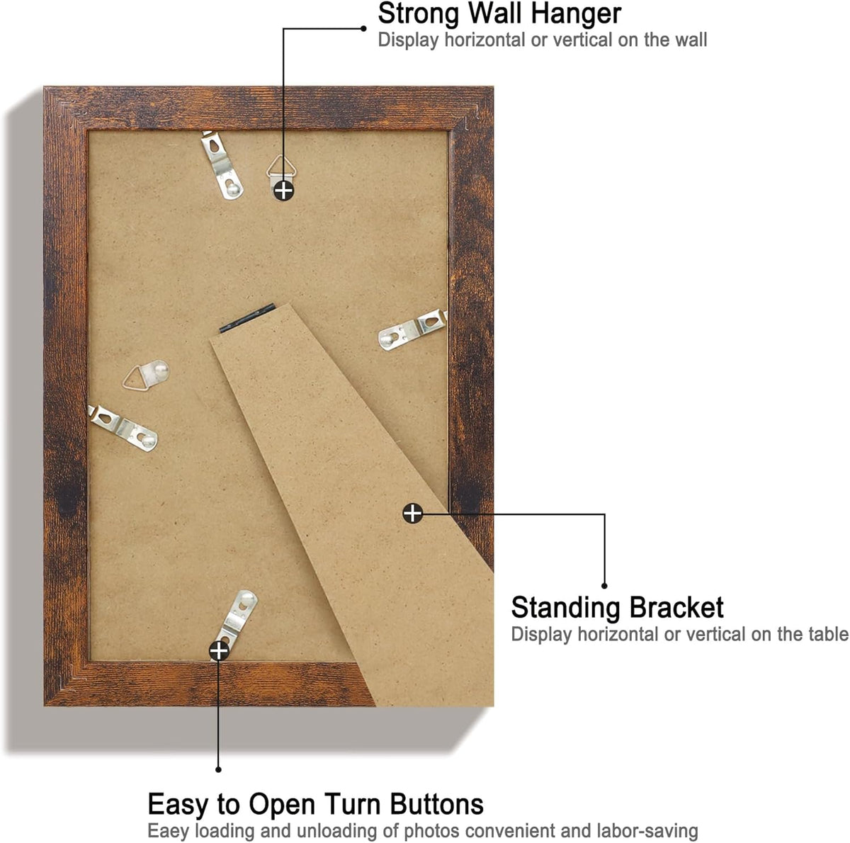 6x9 Picture Frame Set of 4, High Definition Real Glass Rustic Frame, 6 x 9 Wood Photo Frames for