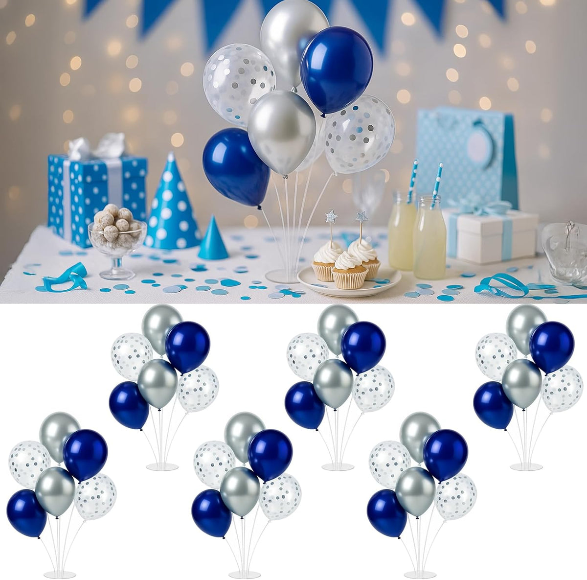 6pcs Balloon Stands Kit Table Centerpiece Table Decorations for Anniversary Birthday Wedding