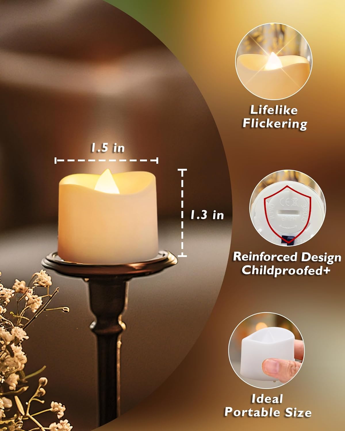 Homemory Timer Tea Lights Candles Battery Operated, 6H Timer Built-in, Auto On Daily, Flameless LED