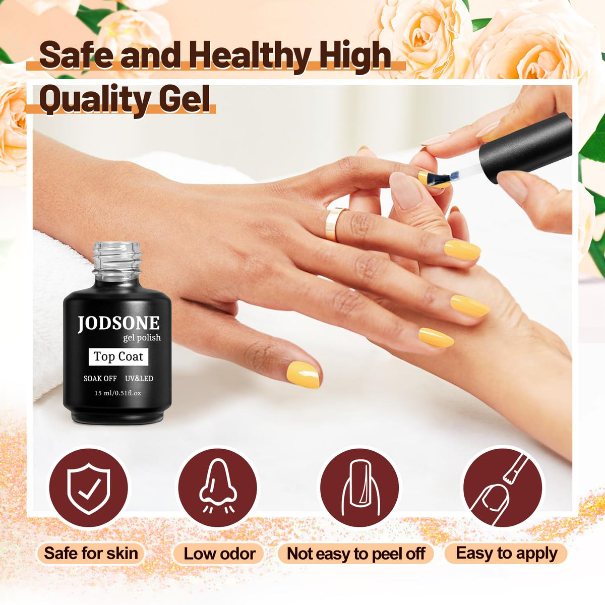 JODSONE 15ML Nail Primer Base Coat Top Coat Glossy Quick Drying Durable DIY Nail Art Design Long