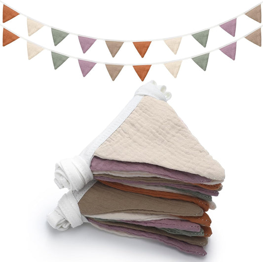 Oudain 15.5 ft Pennant Banner Flags, 2 Pcs Nursery Garland Triangle Bunting Flag Baby Banner for