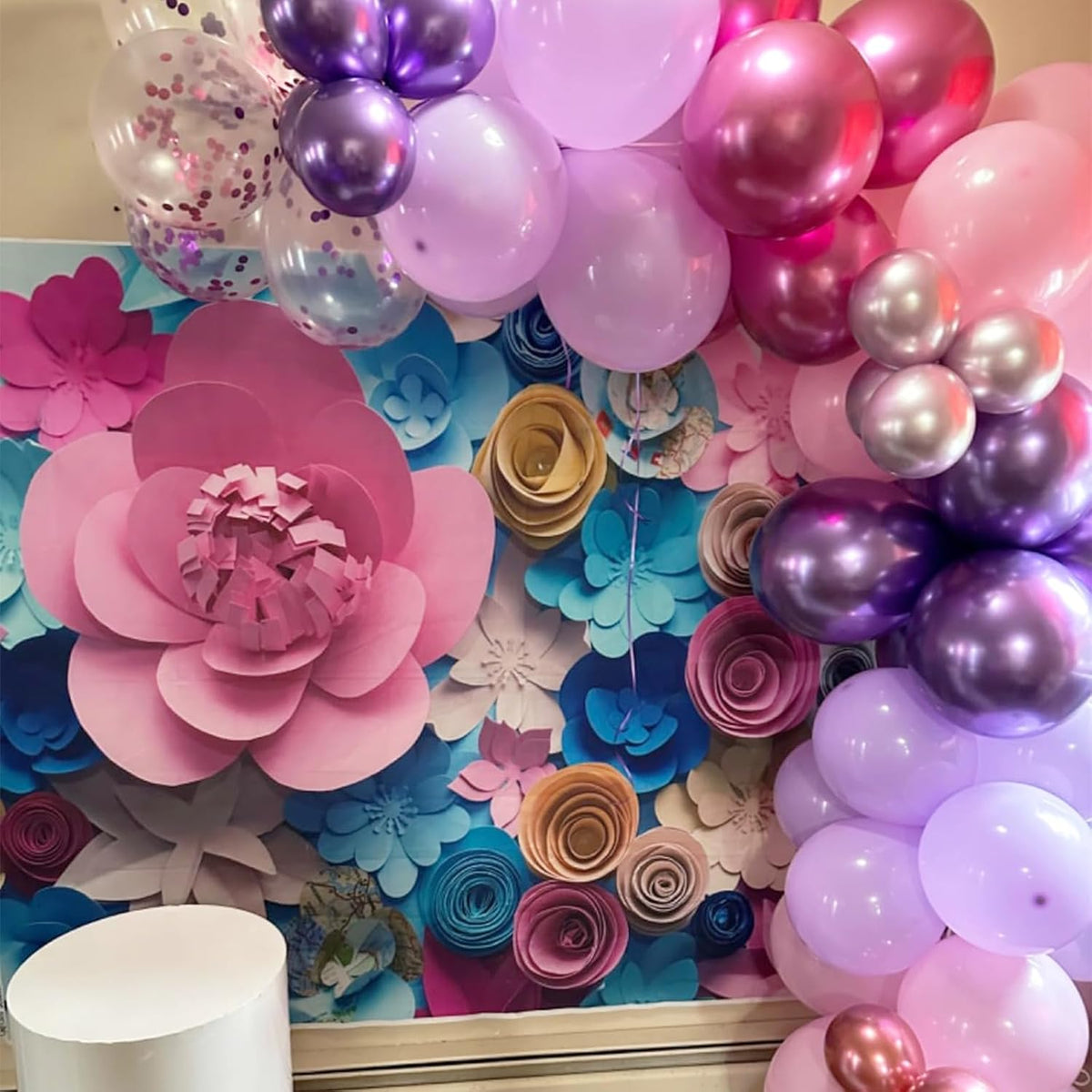 Pink and Purple Balloons, 50PCS 12 Inch Confetti Balloons, Metallic Purple Pink Latex Balloons with