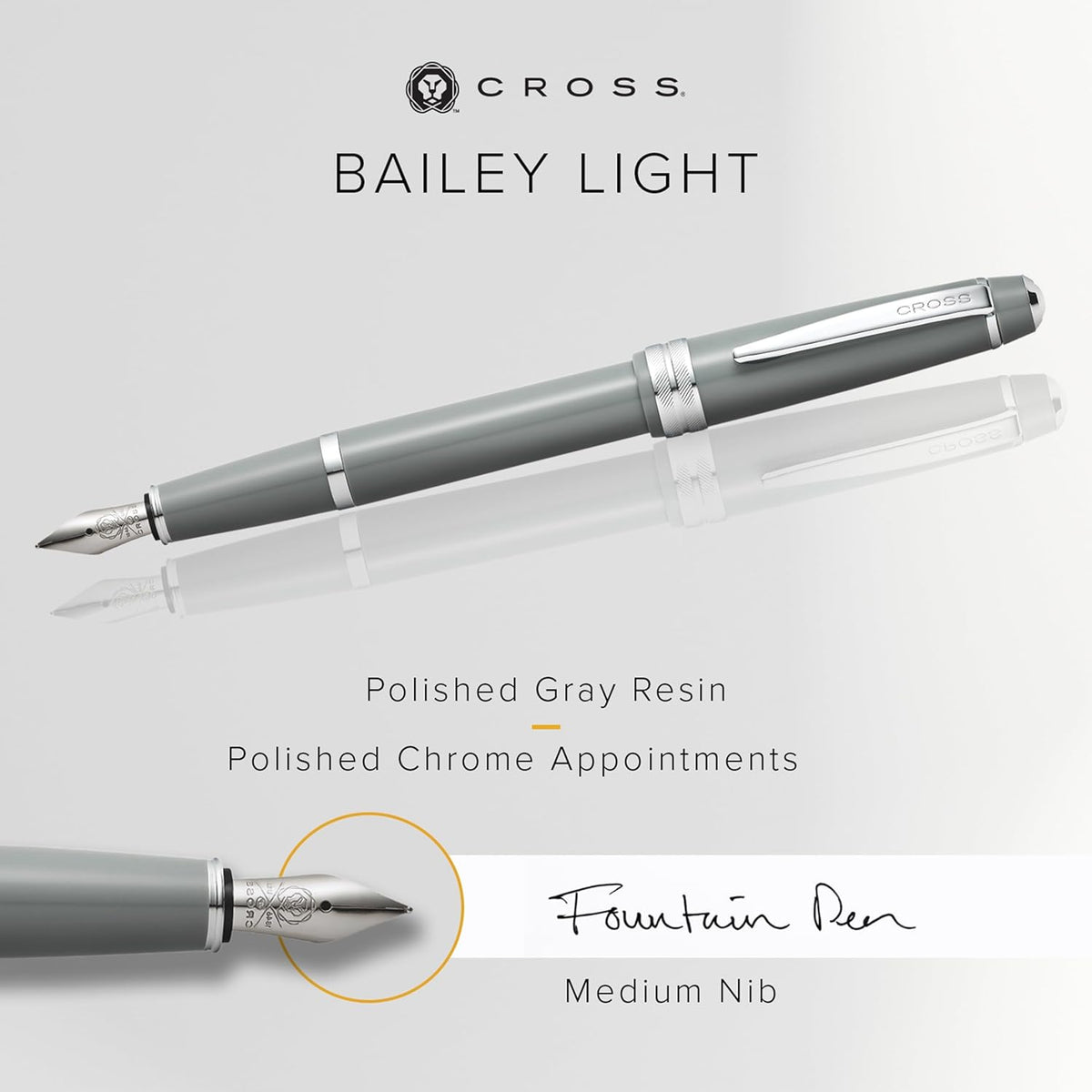Cross Bailey Light Refillable Fountain Presented in a Everyday Gift Box - Medium Point, Black Ink