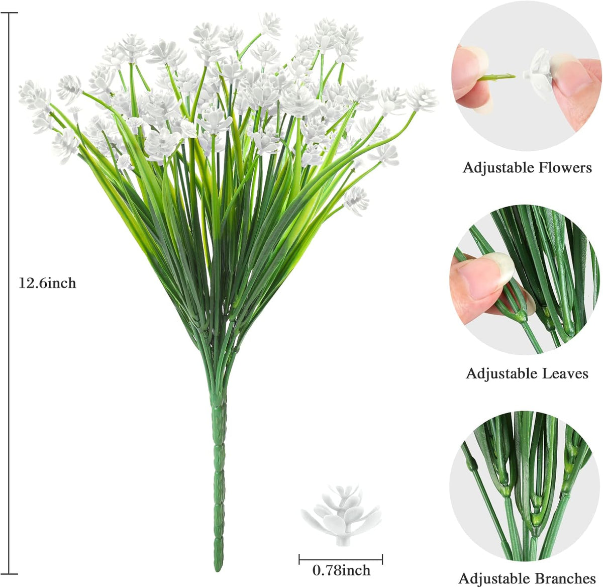AmyHomie 20 Bundles Artificial Flowers for Outdoor Outside Spring Summer Decoration UV Resistant