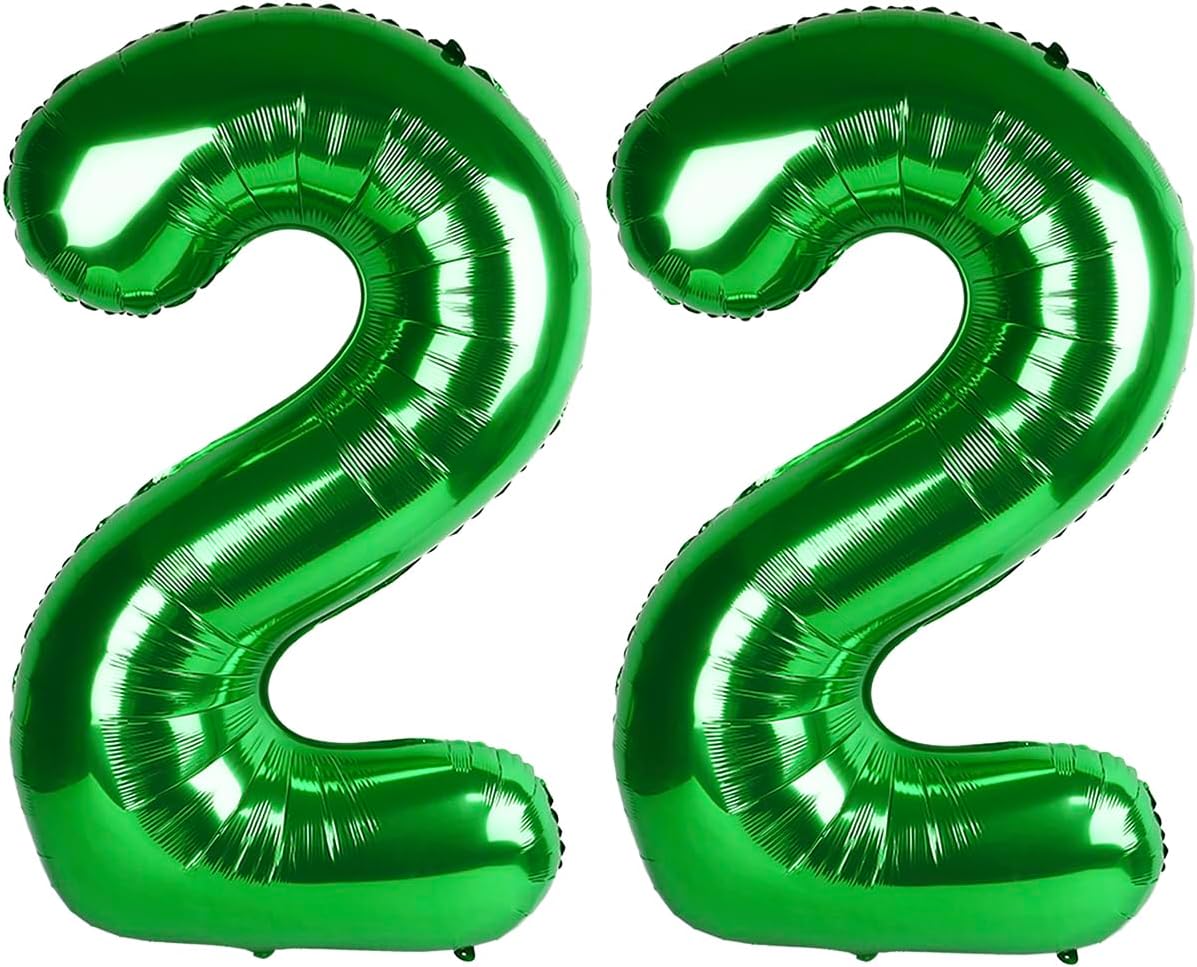 40 Inch Big Green Number 22 Balloon Birthday Decoration, Number 22 Helium Balloon Celebration, Boy