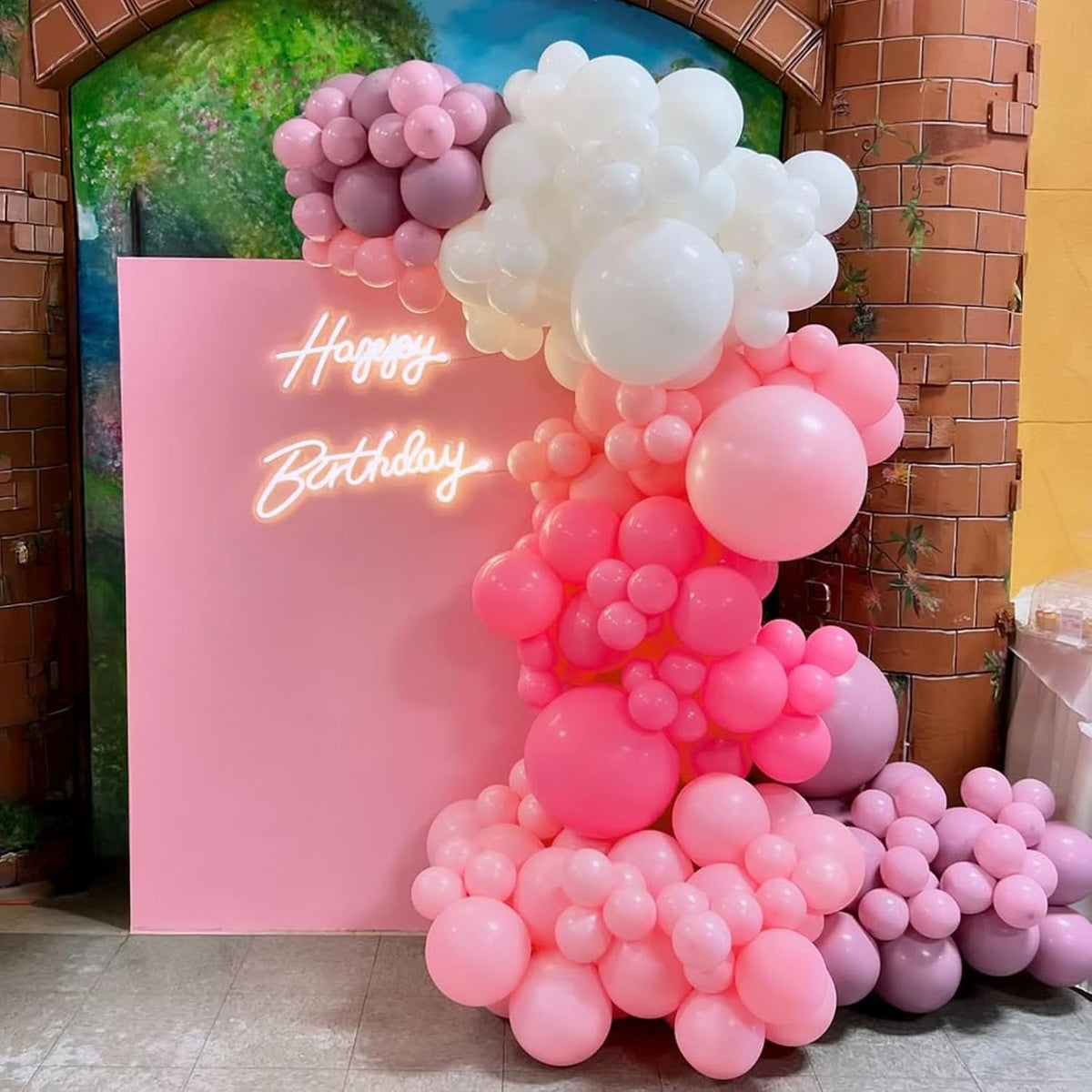 Pink and White Balloons, Pack of 60PCS Dusty Light Pastel Pink White Bow Balloon, Baby Pink Latex