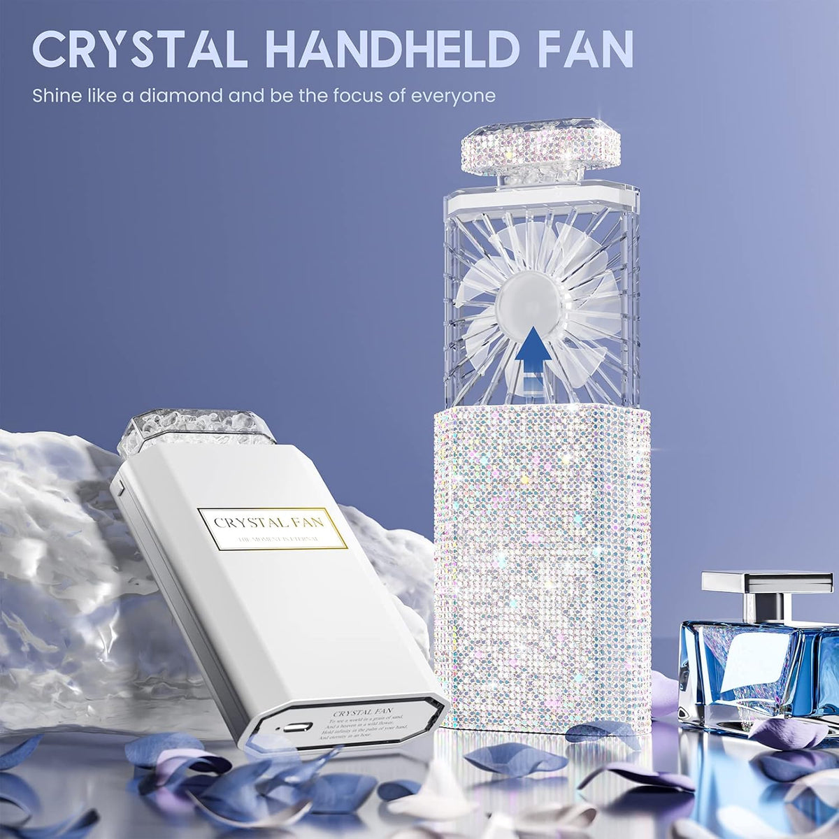 Lady Rechargeable Personal Fan with 3 Speeds, Quiet Portable Mini Cooling Desk Electric Fan - White