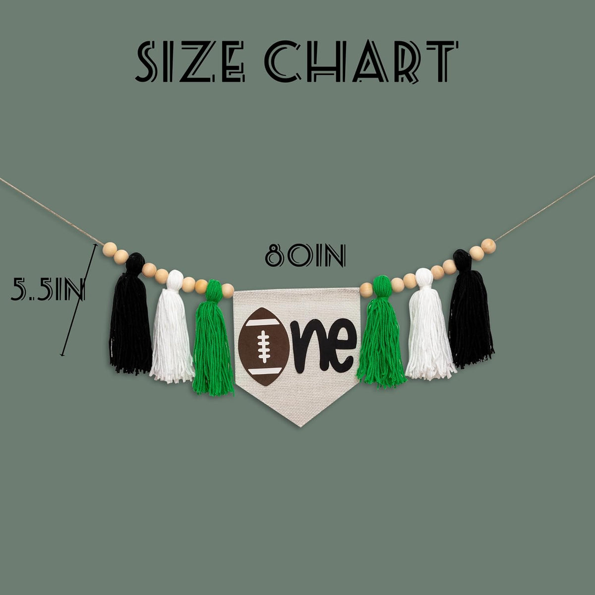 Gostman Football One High Chair Banner - Handmade Football Theme Tassel Garland Banner, First