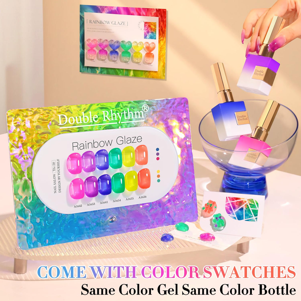 Double Rhythm 6 Pcs 15 ML Gel Polish Set Same Color Same Bottle Soak Off Jelly Neon Gel Polish Kit