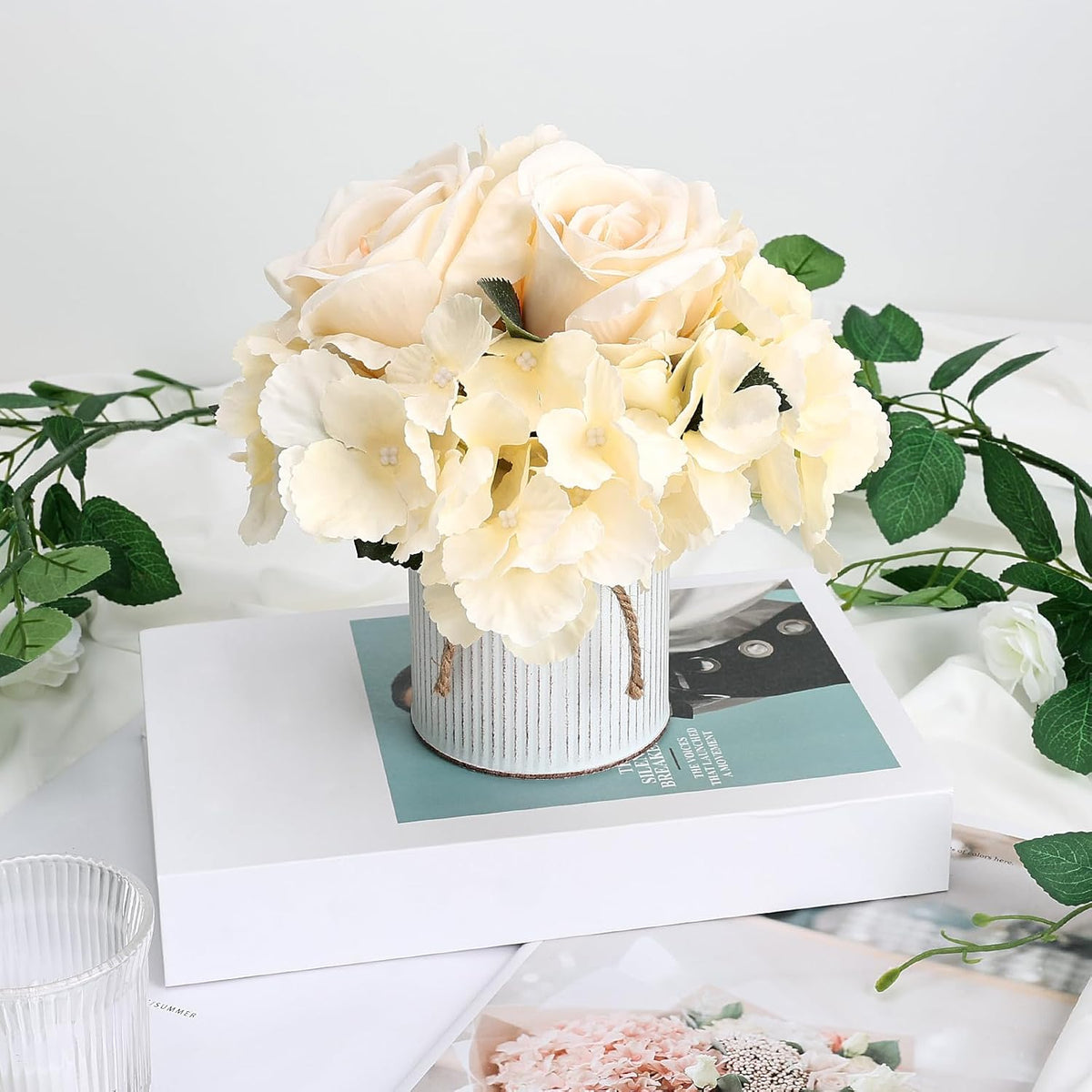 Flower Table Centerpieces - Set of 6 Floral Arrangement Artificial Wedding Hydrangeas Floral
