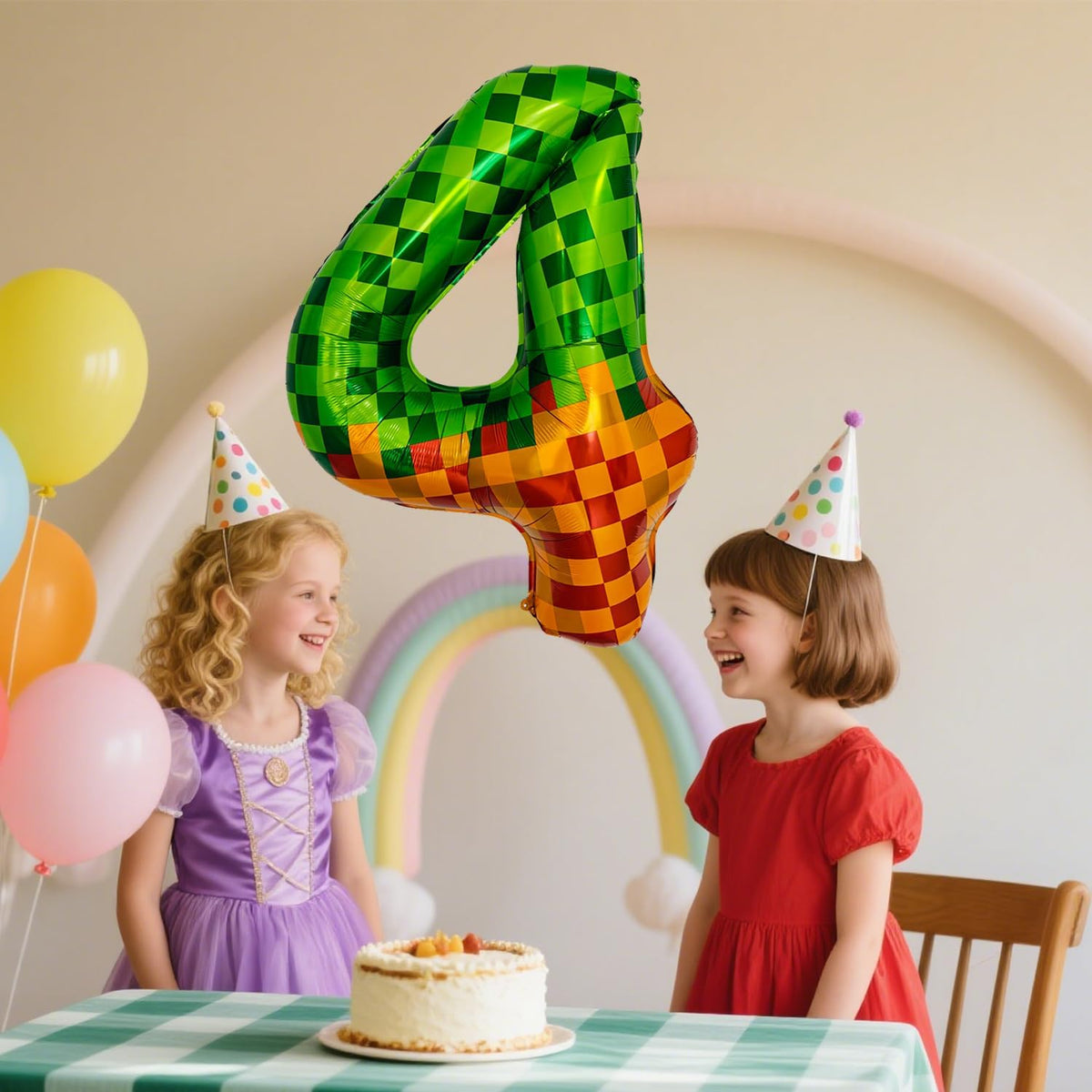 Pixel & TNT Theme 40in Giant Number Balloons - Foil Mylar Birthday Party Decorations for Kids