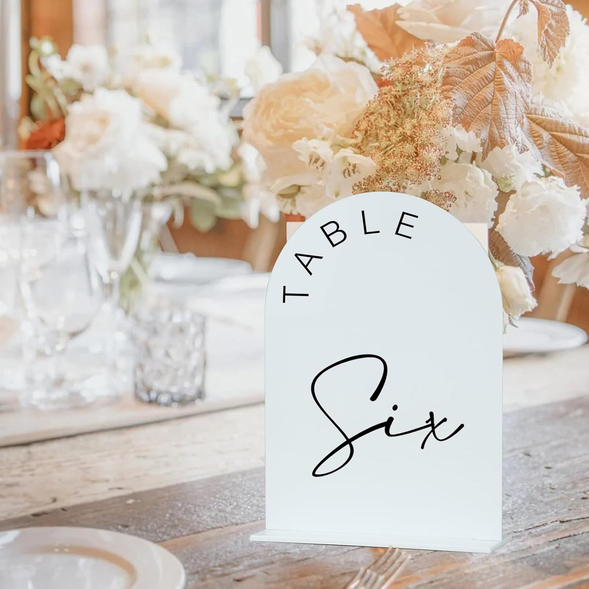 JINMURY White Arch Wedding Table Numbers 1-10 with Stands, 5x7 Inch Acrylic Arch Sign with Black