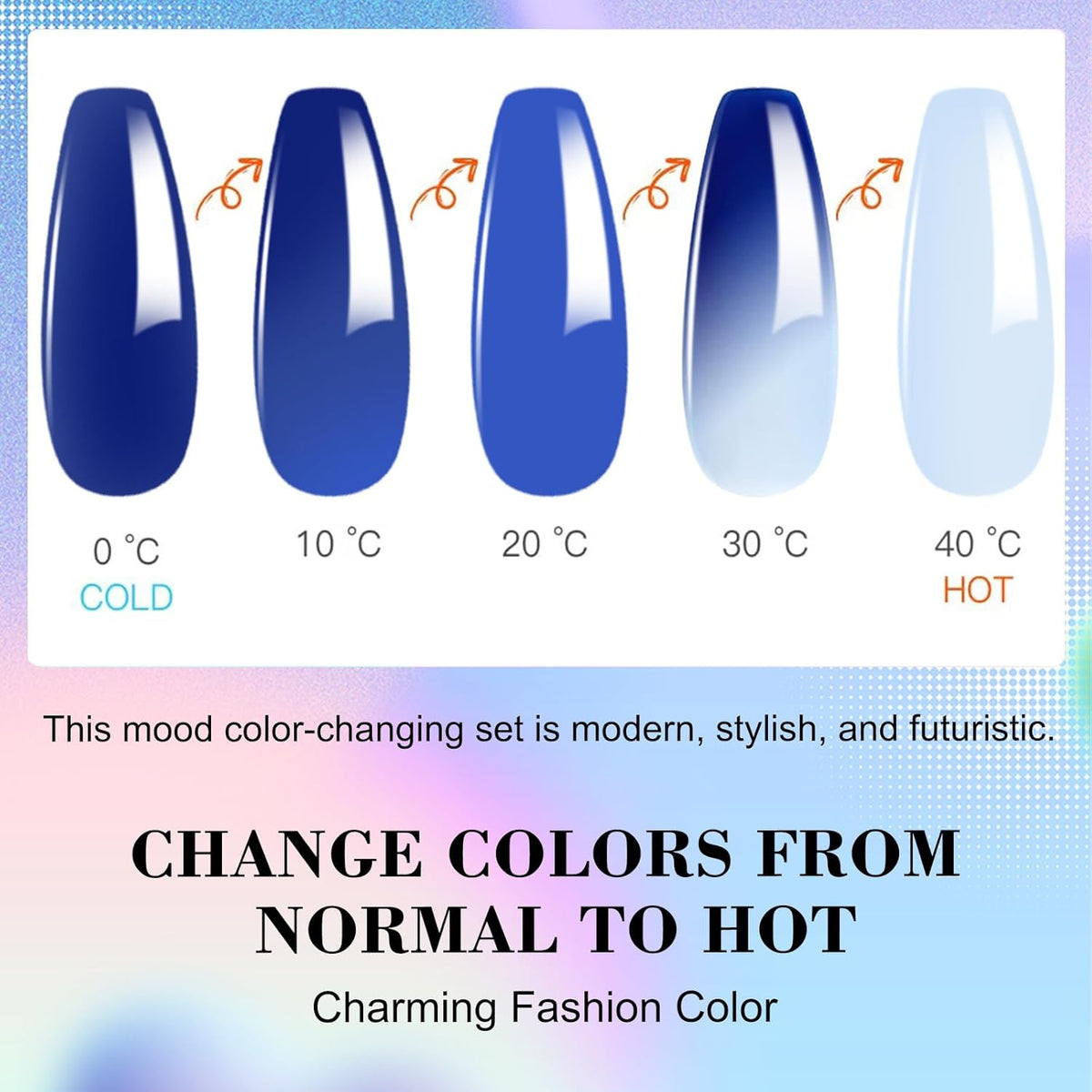 Color Dip Powder Set, 6 Colors Mood Changing Dip Powder Color Change, Glossy Nail Art Manicure DIY