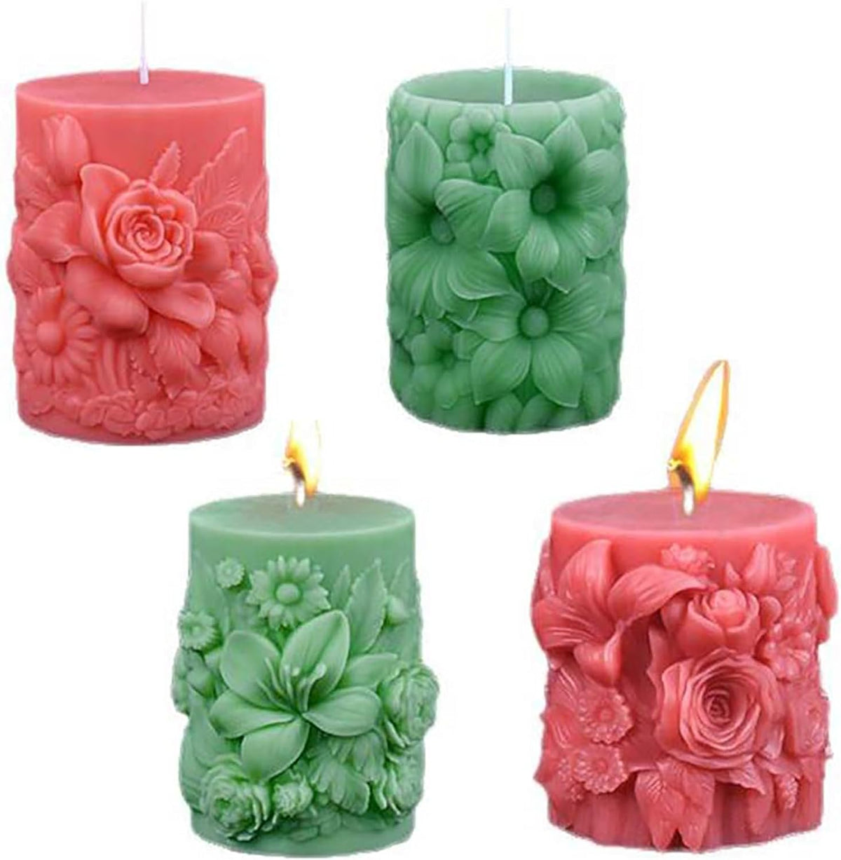 Rose Pillar Succulent Flower Silicone Wave Spiral Candle Mold - Silicone Resin Casting Molds for