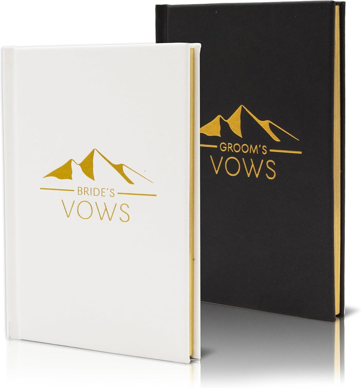 Groom's and Bride's Vows Wedding Vow Books (Set of 2) - Black & White Pocket Sized Gold Foil