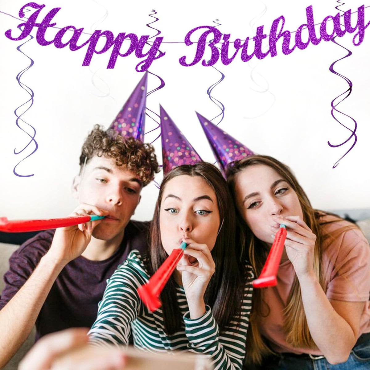 Purple-Lilac Lavender-White Happy Birthday Party-Decorations - 31pcs 20th Women Girls Paper