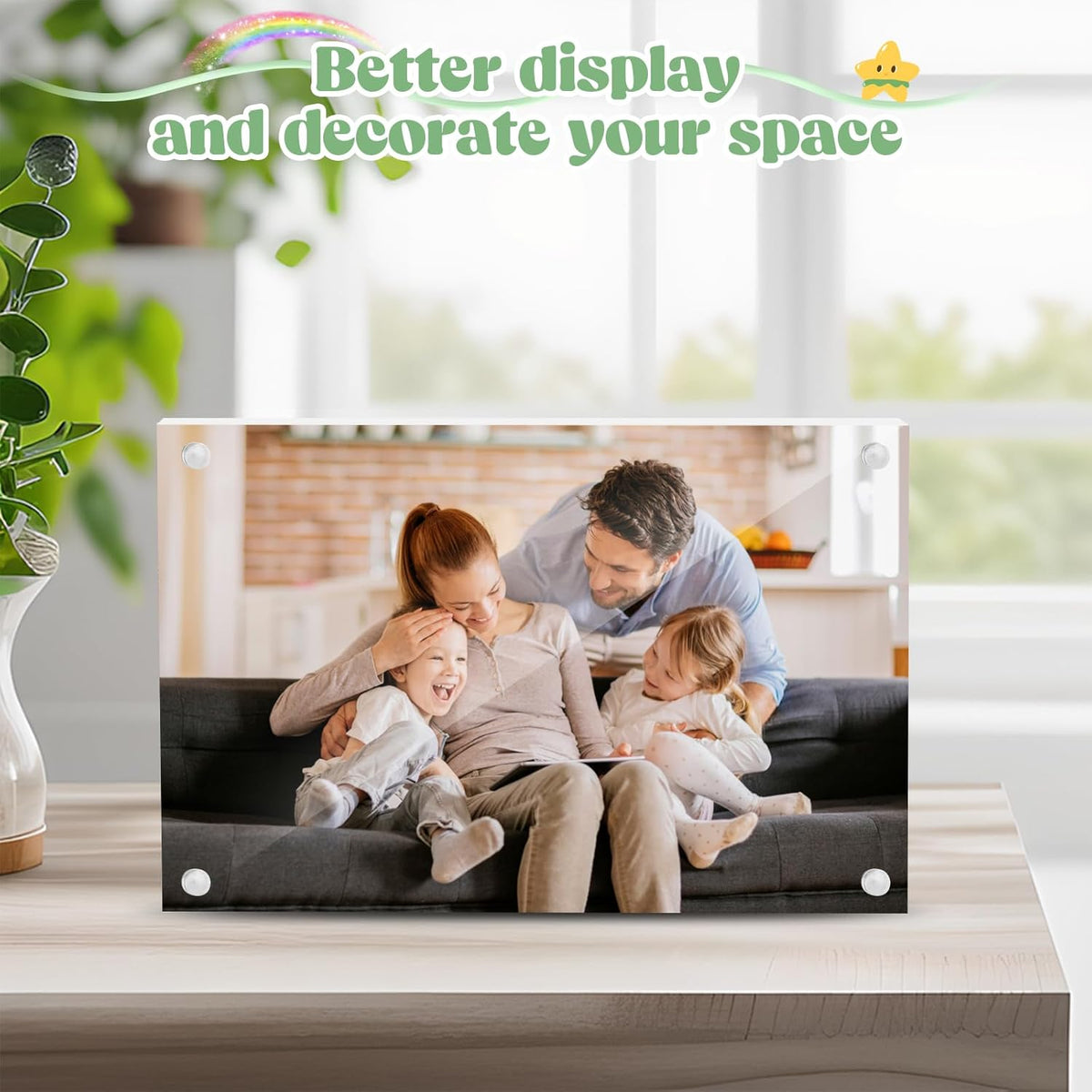 24 Pcs 4x6 Acrylic Picture Frames, Clear Picture Frames Frameless Magnetic Picture Frame Double