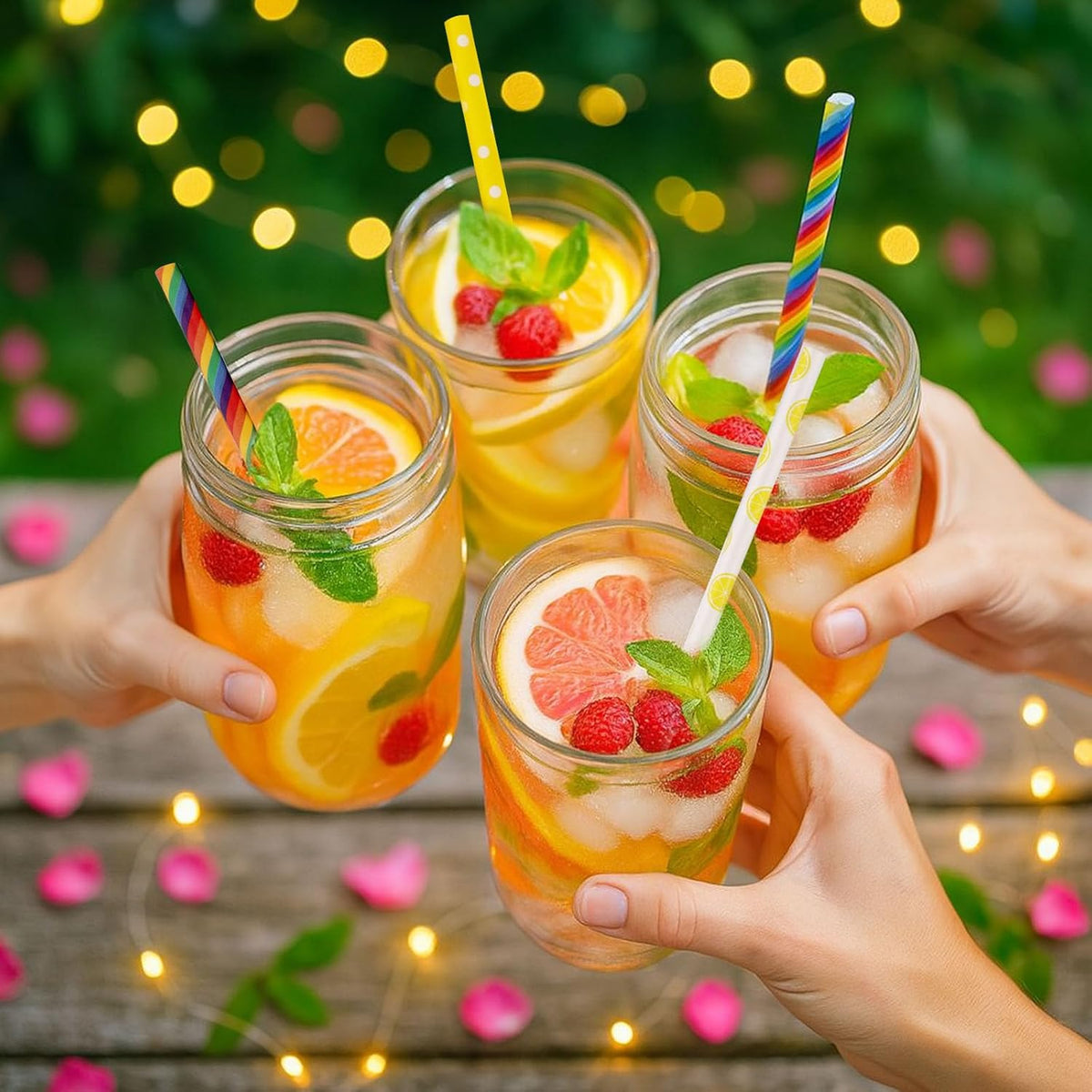 HAKACC Paper Straws for Drinking, 200PCS Party Straws for Birthday Wedding and Holiday DIY