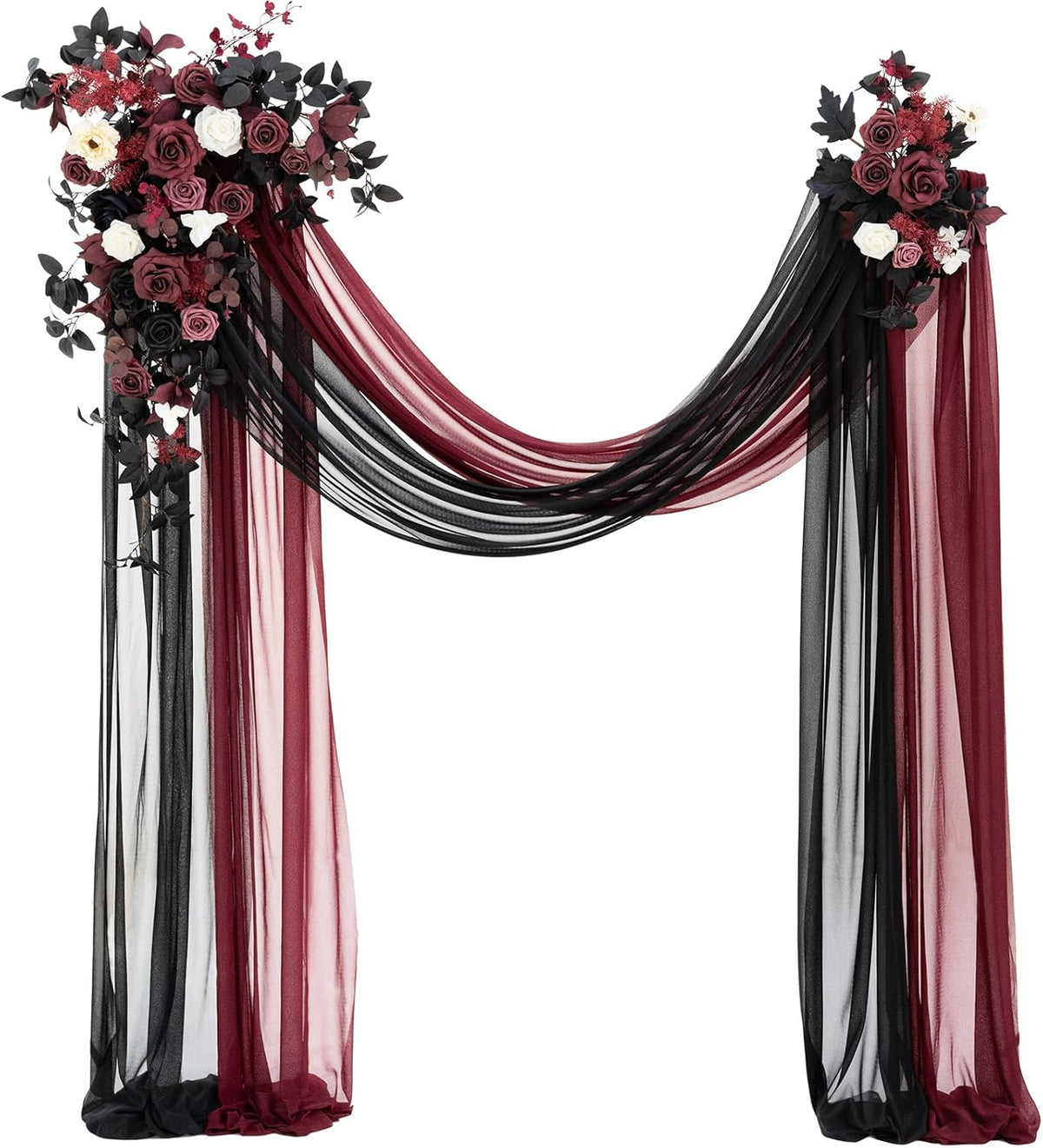Ling's moment Black Red Artificial Wedding Arch Flowers Kit Pack of 4, 2pcs Hanging Flower