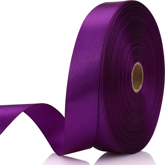 Purple Ribbon 7/8 Inch 60 Yards Satin Craft Ribbon-Single Face Polyester Ribbon for Handmade