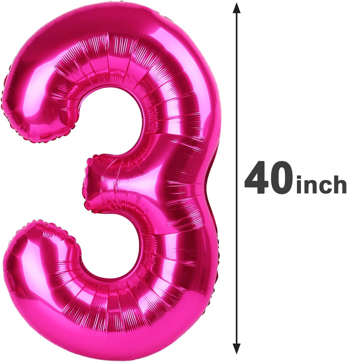 40 Inch Hot Pink 3 Large Number Balloon, 3 13 23 30 33 Hot Pink Birthday Party Decorations, Number