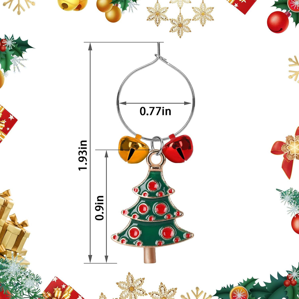 SANNIX 24pcs Christmas Wine Glass Charms - Identification Markers for Stem Glasses, Wine Tasting