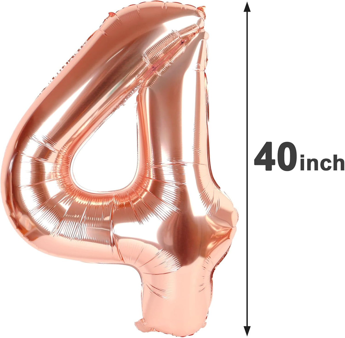 40 Inch Rose Gold Large Number 4 Birthday Balloon, Giant Number Four 14 24 34 40 44 Balloons, Rose
