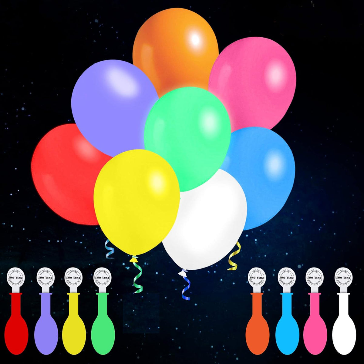 LED Balloons Flashing, 32 Pack, 8 Colors Light Up Balloons, Lasts 12-24 Hours for Glow in the Dark