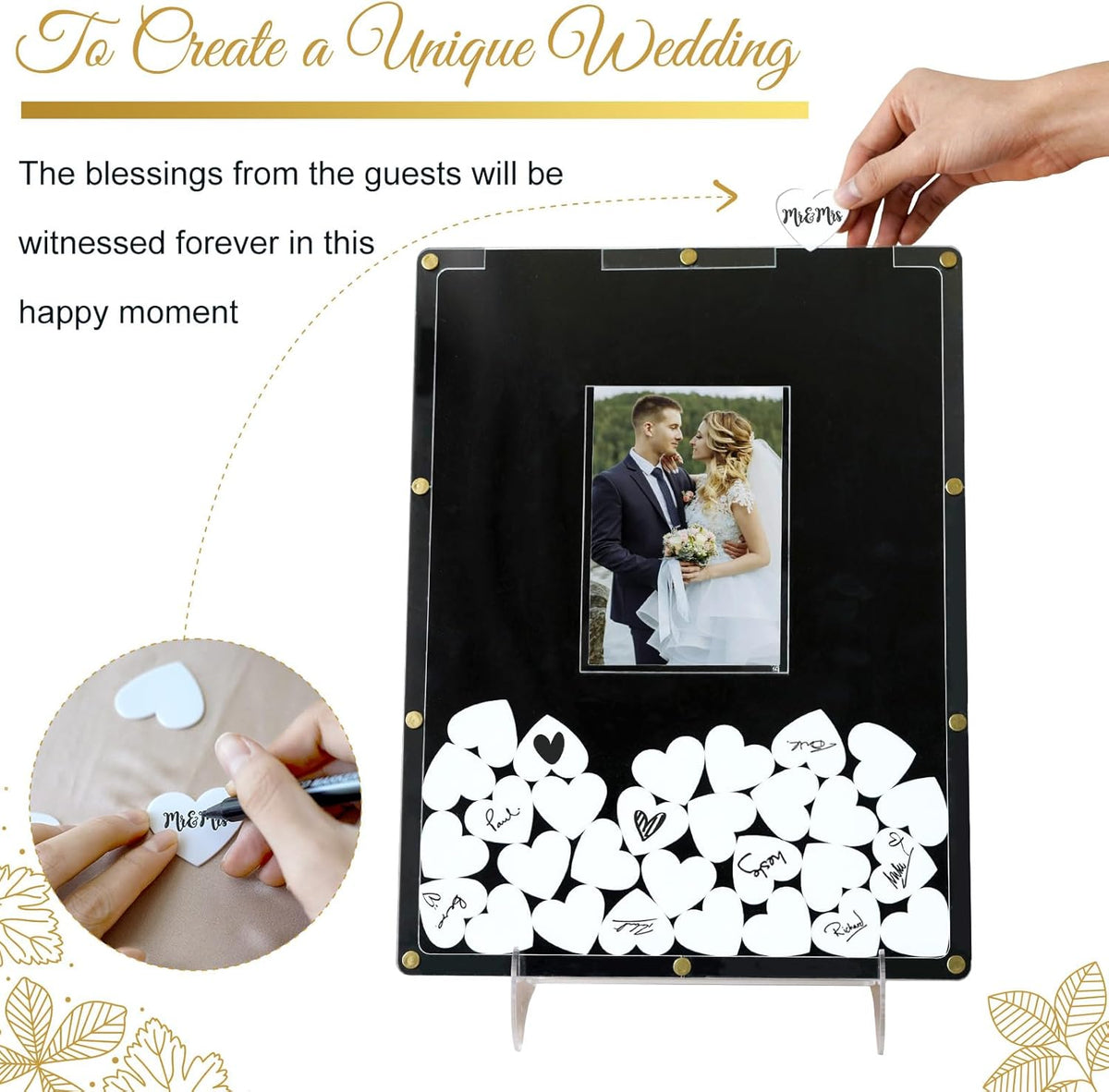 AerWo Wedding Guest Book Alternative, Acrylic Guest Book Wedding Reception Wedding Heart Guest Book