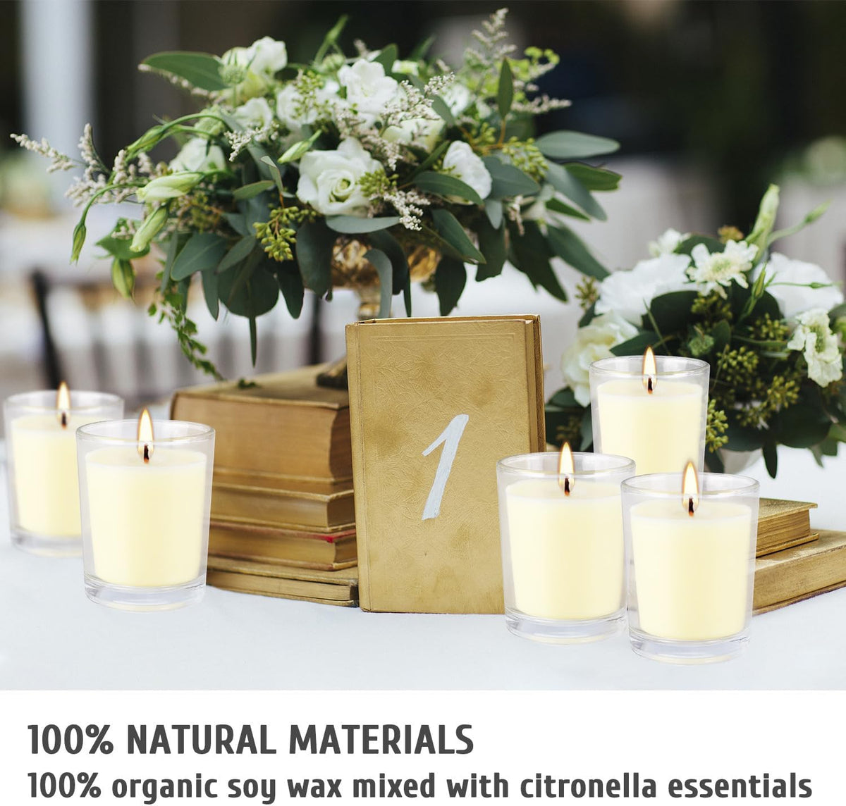 Set of 20 x 2.0 oz Votive Citronella Candles in Glass Cup Decorative Candle Yellow Citronella Tea